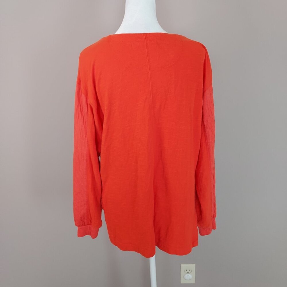 Free People Back At It Henley Oversized Orange Top Size XS - Picture 2 of 11